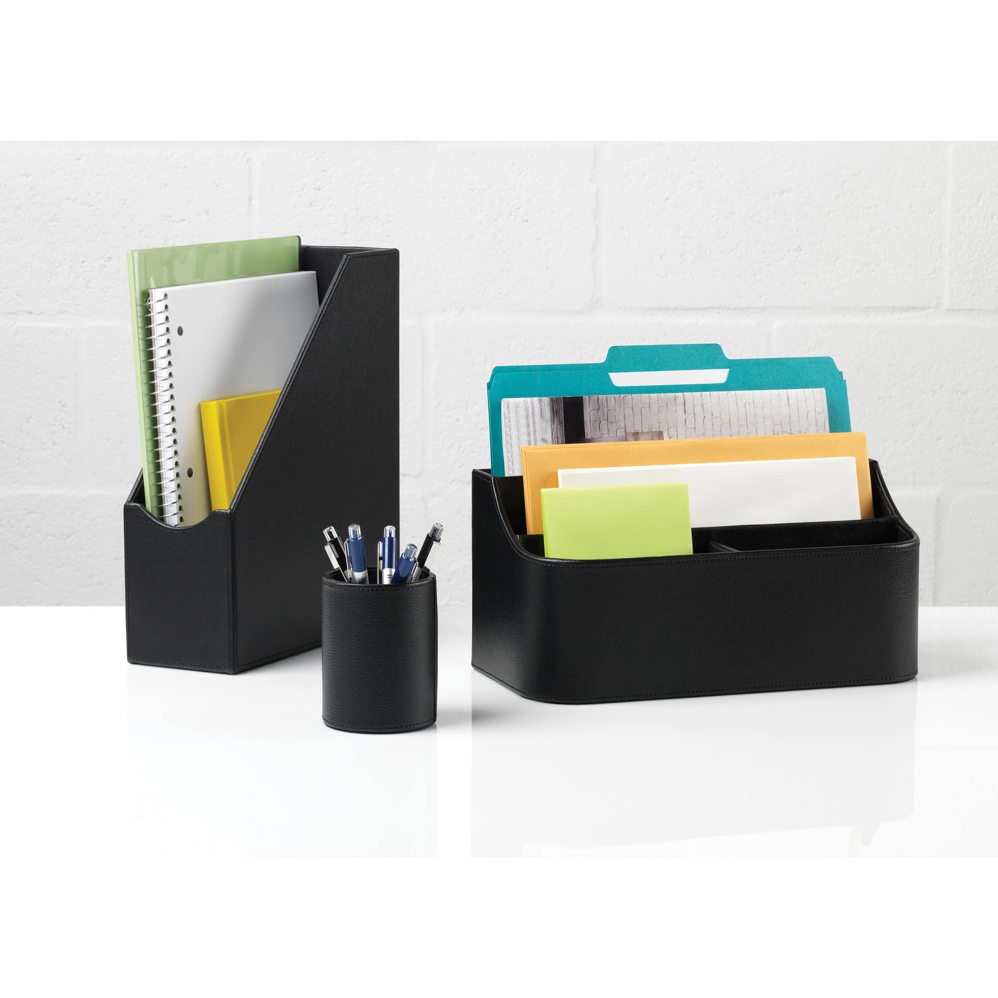 Realspace® Faux Leather Paper Tray, Black