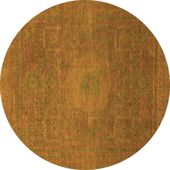 Ahgly Company Indoor Round Oriental Orange Modern Area Rugs, 6' Round