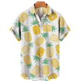 thumbnail image 3 of Camisa hawaiana con estampado 3D de piña, limón y maracuyá para hombre, camisas de coco, blusas casuales de manga corta de verano, blusa holgada de calle, 3 of 5