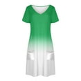 thumbnail image 3 of Amvlyk Summer Dresses for Women V-Neck Gradient Casual Dress with Pockets Loose Fit Short Sleeve Vacation Dress Flowy Sundress for Beach Going Out Club Party Date, 3 of 7