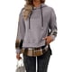 thumbnail image 2 of Sudadera con Capucha de Larga para Mujer, Estilo Patchwork A Cuadros, con Abertura Lateral, Ideal para Otoño e Invierno. Gris M, 2 of 9
