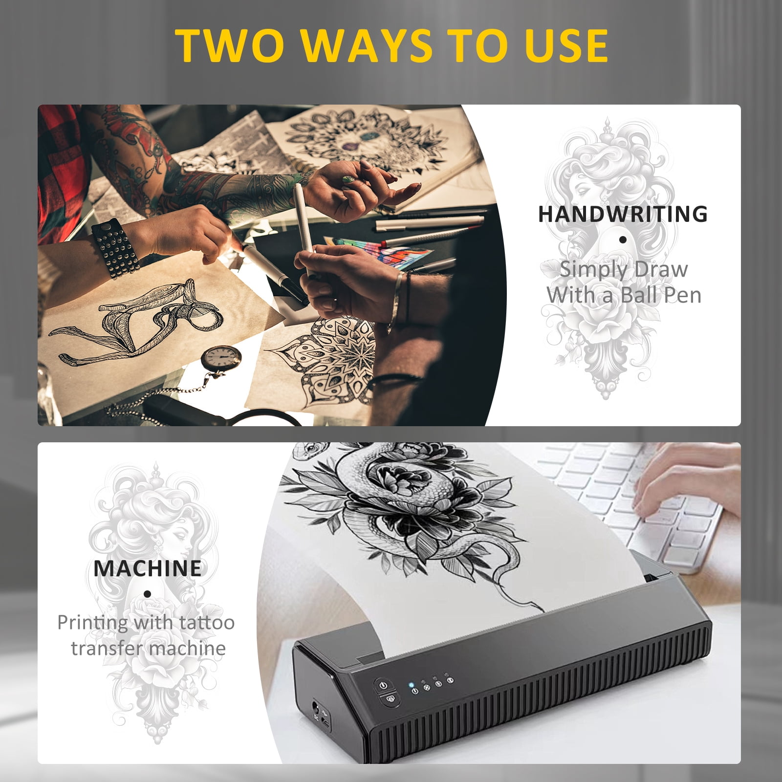 Toorise 100 Sheets Tattoo Transfer Paper A4 Size Tattoo Stencil Paper 4 Layers Thermal Stencil Paper DIY Tattoo Tracing Paper for Commercial and Personal Use