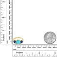 thumbnail image 4 of Gem Stone King 18K Yellow Gold Plated Silver Green Turquoise and Blue Created Sapphire 3 Stone Engagement Ring for Women (3.20 Cttw, Gemstone, Cushion 8MM, Size 5), 4 of 5
