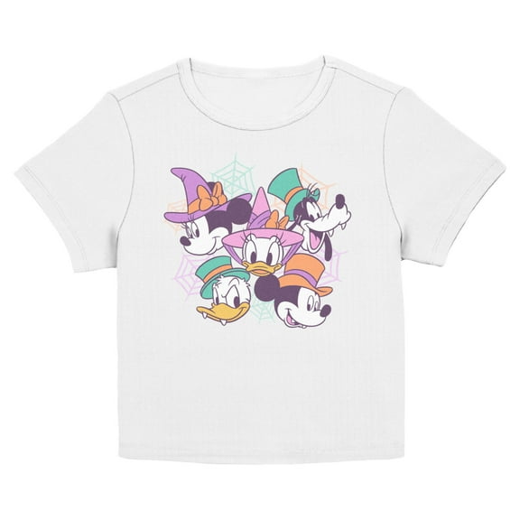 Juniors Mickey & Friends Halloween Pop Group Faces T Shirt