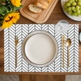 thumbnail image 4 of White Geometric Placemats Set of 8, Modern Minimalism Black Striped Lines Placemats for Dining Table, Place Mats for Kitchen Tabletop, Waterproof Wipeable Dining Table Mats Set, 4 of 9