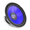 Pyle Car Vehicle Subwoofer Audio Speaker - 10 Inch Blue Injection Molded Cone, Blue Chrome-Plated Steel Basket