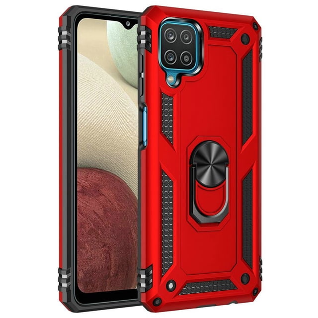 Funda de anillo de Metal A prueba de golpes para Samsung Galaxy A12, M12, F12, Nacho, soporte magnético para coche, Funda de teléfono para un 12 QYM unisex