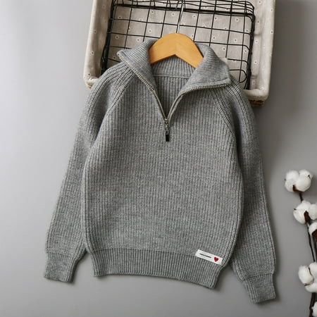 

WXLWZYWL Fall Savings Clearance 2024 Girls Winter Sweater Boys Long Sleeve Turtleneck Half Zip Solid Color Casual Pullover Knit Tops