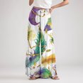 thumbnail image 4 of LWavelet Comfort Fabric Feather Coin Print Wide Leg Pants Women Mardi Gras Festive Wear White XL, 4 of 5