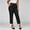 Black plus size capri pants with pockets a1, variant on Women Plus Size High Waisted Capri Pants with Pockets Solid Straight Leg Cropped Trousers Elegant Office Casual Summer Lounge Pants, Wine 2XL