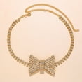 thumbnail image 3 of Collar de lazo de diamantes de imitación, collar de pajarita de moda, gargantilla de estilo uniforme sexy, 3 of 5