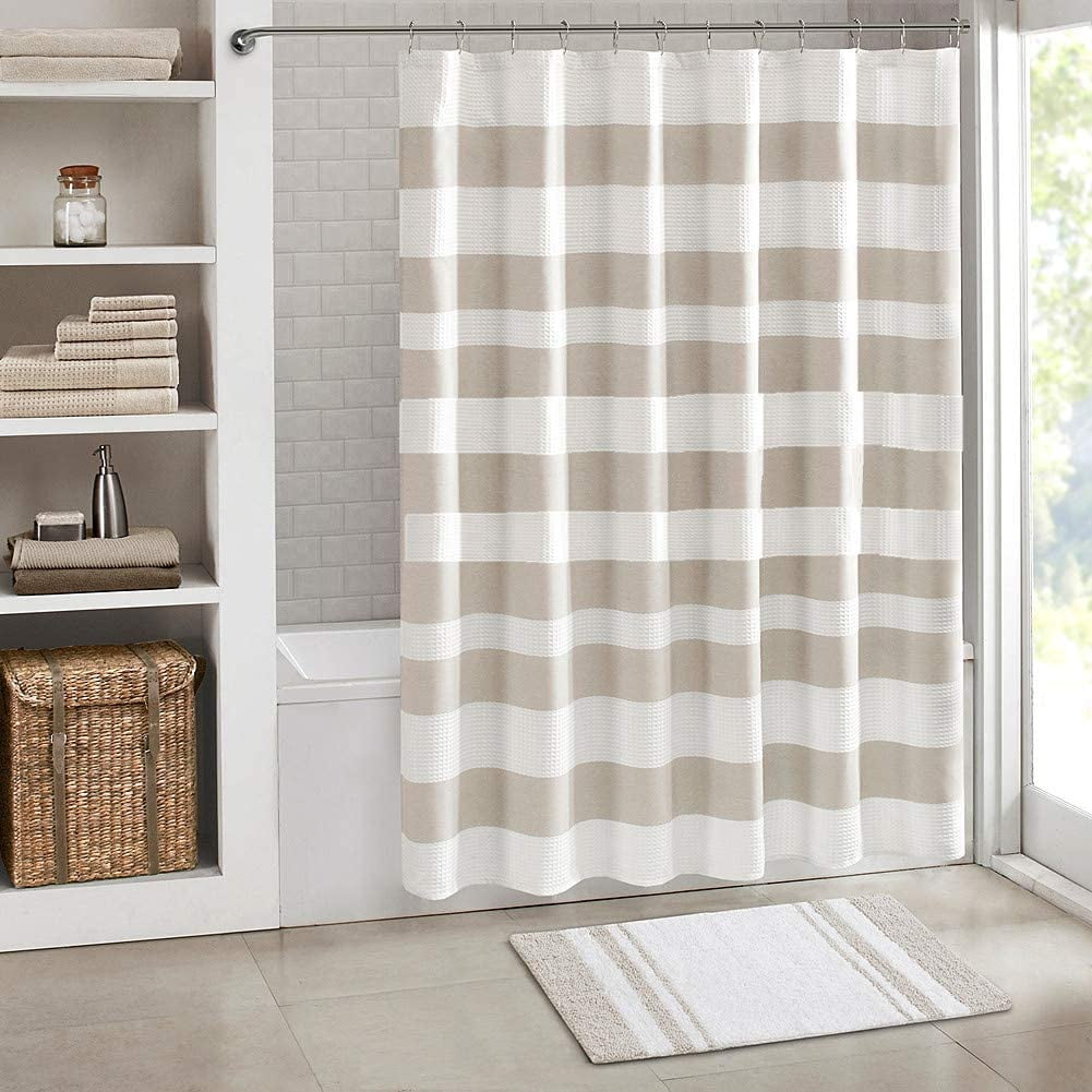 Shower Curtain Set Beige Tan Brown Stripes Waterproof Fabric Bathroom Curtains Home Bath Decor With 12 Hooks 72 X Inches Canada Shower Curtain Set Beige Tan Brown, Striped Bathroom Curtains