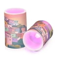 thumbnail image 7 of Yayeee Flameless Candles with Remote Flickering Battery Operated Multi Color Changing, Purple Cityscape Painting, 7 of 7