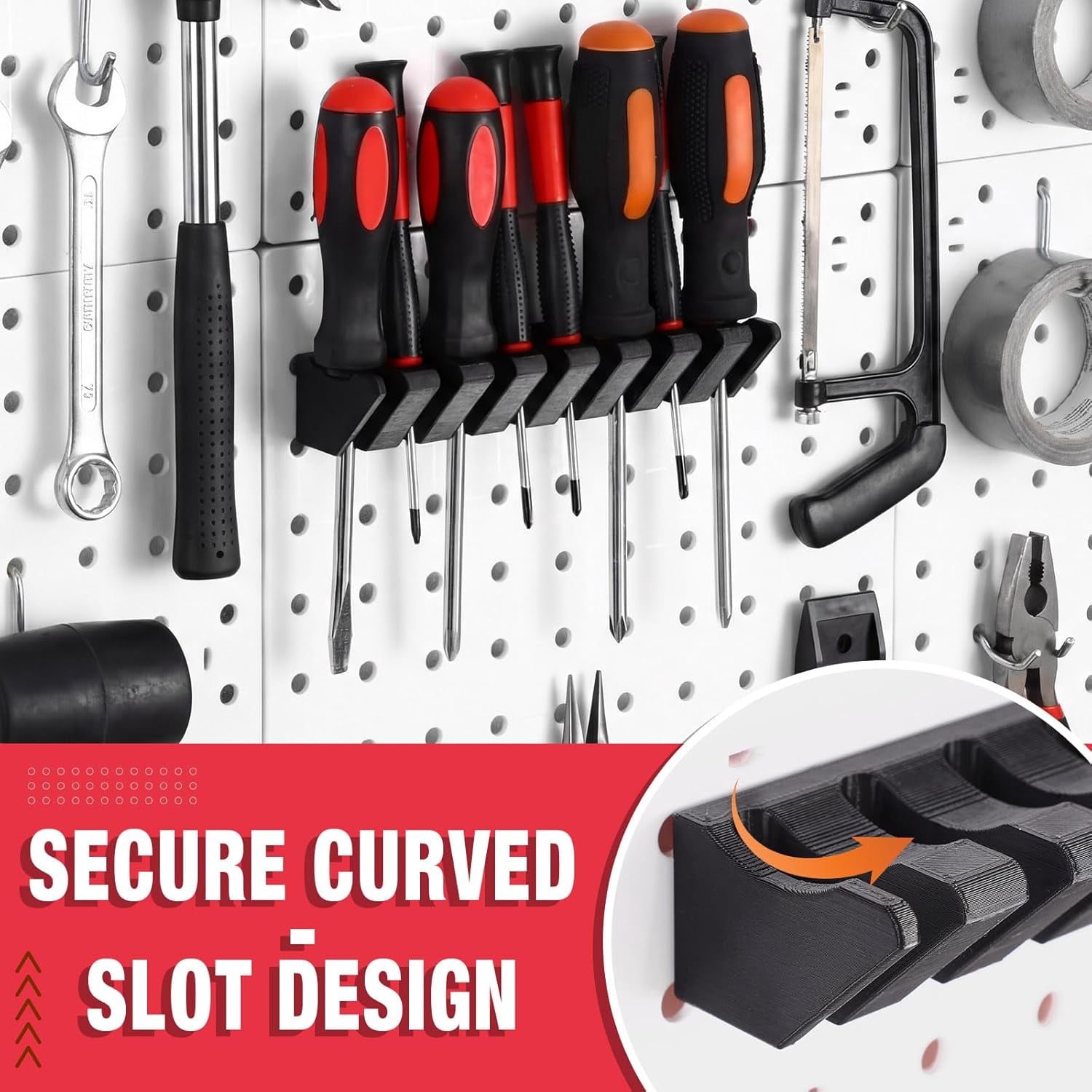 1 Pcs Pegboard Screwdriver Holder Pegboard Organizer Accessories Eight Tool Organizer Racks for Pegboards Pliers Multi-tool Holder Shop Store (Black)