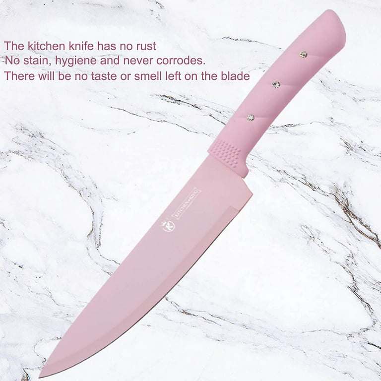  Kitchen Knife Set, Retrosohoo 6-Pieces Non-Stick Sharp  Stainless Steel Pink Cooking Knives Set with Acrylic Block for Kitchen,  Sharp Chef Knives with Ergonomic Handle, Gift for Women Girls (Pink): Home 