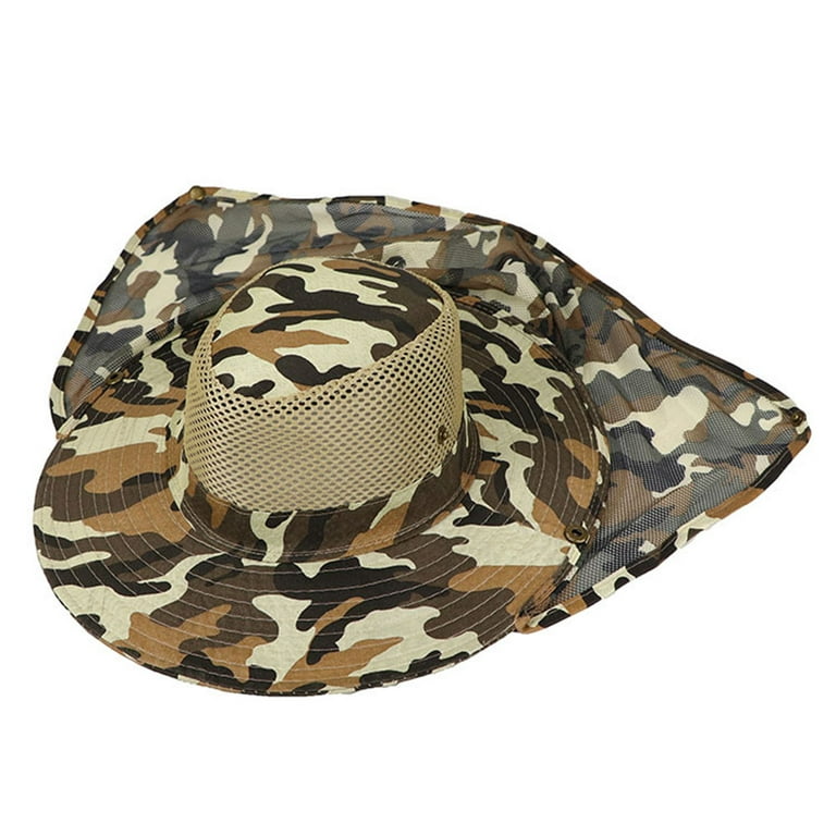 HES Fishing Hat Camouflage UV Protection Accessory Sweat Absorbing Wide  Brim Bucket Cap for Hiking