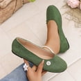thumbnail image 7 of IEMIEMIEM Women's Slip On Flats Square Toe Fashion Casual Leather Chunky Low Heels Ballet Flats Wide Comfortable Walking Shoes Slip-On Loafers Dress Shoes Green 8 Wide, 7 of 7