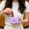 thumbnail image 5 of Silicone Headphone Storage Bag, Bow-Knot Decor Pouch, Portable Accessory Organizer, with Hanging Rope, Cute Mini Storage Case for Keys Cables Lipstick Daily Small Item Arrangement, 5 of 6