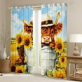 thumbnail image 2 of Manfei Cartoon Highland Bull Curtains Pack of 2 (42x84 Each), Orange Sunflower Curtains Blackout, Cowboy Boots Living Room Curtains, Luxury Bedroom Decor, 2 of 6