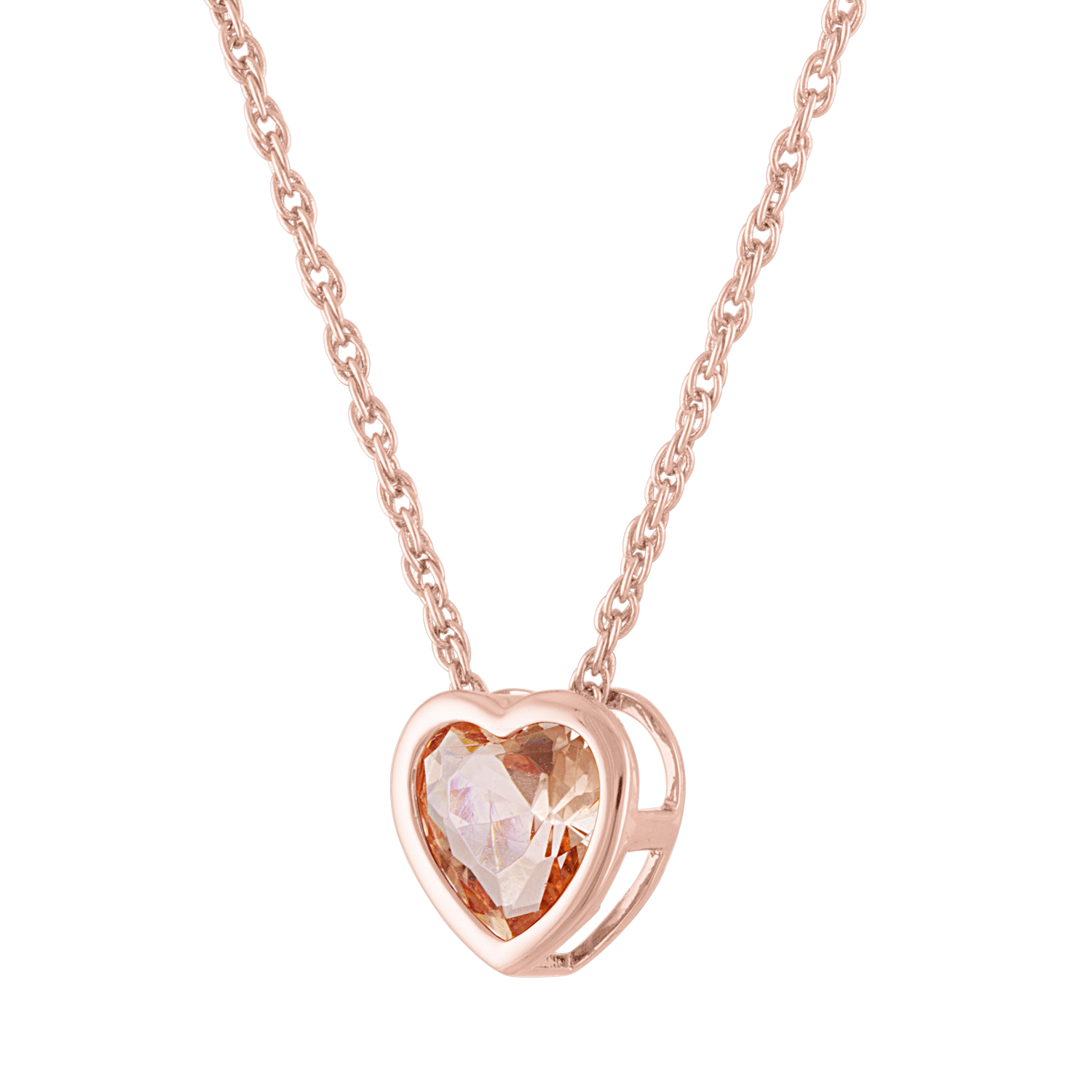 14kt Rose Gold Plated Simulated Morganite Heart and Earring Set