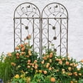 thumbnail image 5 of 2-Pack Brown Metal Garden Trellis - 86.7" Tall Outdoor Plant Support. Rustproof Iron Trellis for Climbing Flowers. Vintage Style for Garden &amp; Patio., 5 of 12
