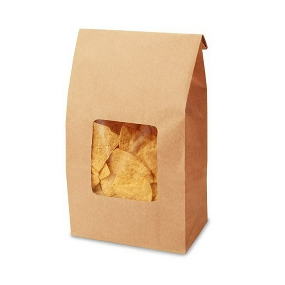 Bagcraft Window Chip Bag w/ Tin Ties, 7.5" x 4.25" x 14.5" 250/Case