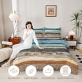 thumbnail image 3 of Castle Fairy Layered Wooden Beach Wave King Size Comforter Sets 3pcs,Seashell Rustic Coastal Landscape Comforters King Size,Teal Sand,Grey Reversible,1 Comforter and 2 Pillowcases, 3 of 6