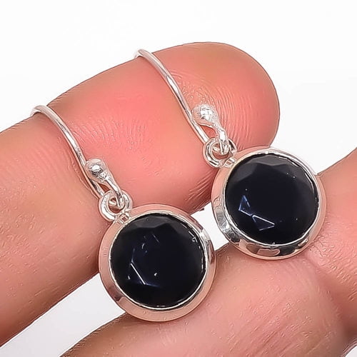 Black Onyx 925 Sterling Silver Earring 1.09", Onyx Earring, Drop Dangle Earring, Black Earring, Gift for her, Elegant Earring, Gemstone Earring
