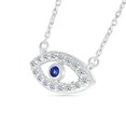 thumbnail image 2 of DGOLD Sterling Silver Round White and Blue Diamond Evil Eye Necklace for Women (1/10 cttw), 2 of 3