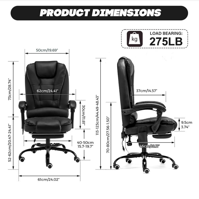 Halifax North America 7-Point Vibrating Massage 48 High Office Chair High Back Executive Recliner with Lumbar Support | Mathis Home