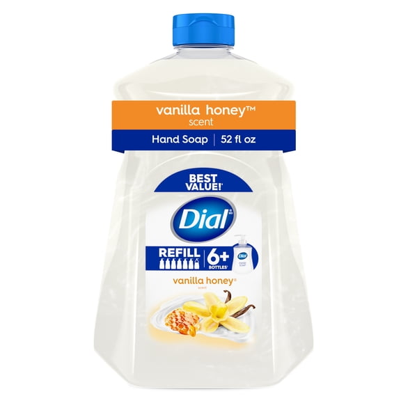 Dial Clean   Gentle Liquid Hand Soap Refill, Vanilla & Honey Gentle Hand Soap, 52 oz