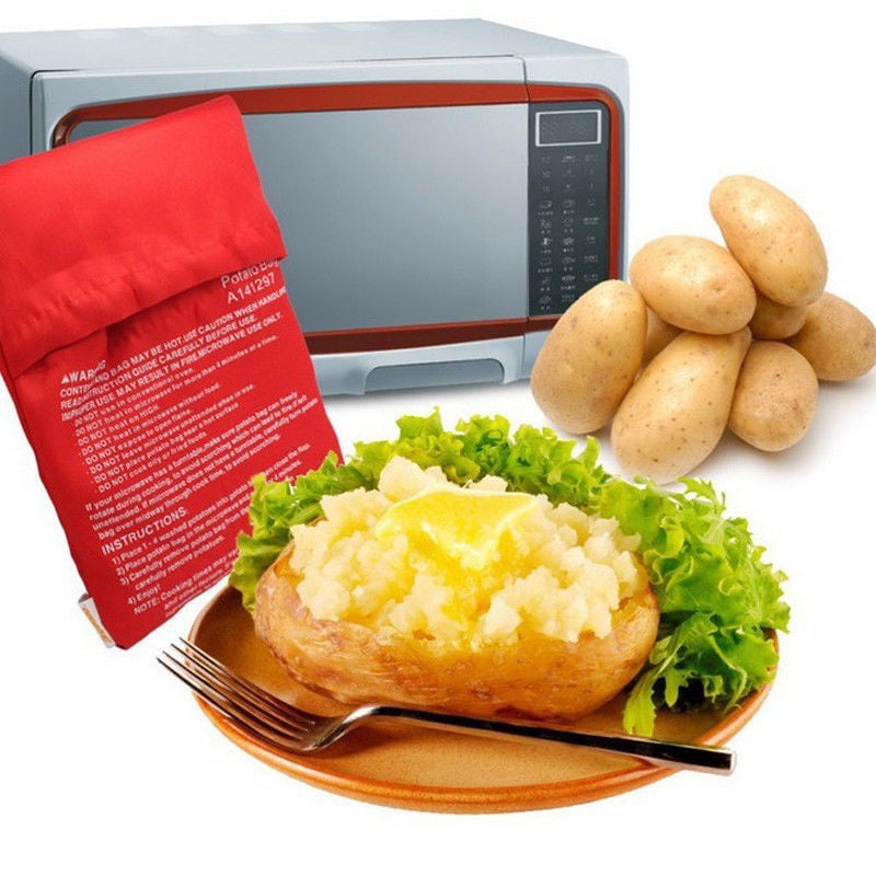 Potato Fast Microwave Red Washable Cooker Bag Baked Solde Today 20*26cm U0G6