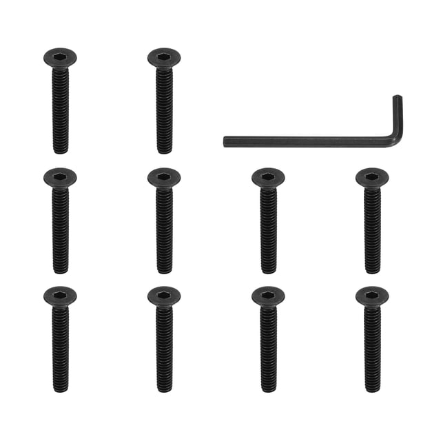 Tornillos de cabeza plana con casquillo 1/4-20 x 1-3/4 pulgadas, tornillos de máquina de accionamiento hexagonal UNC de rosca gruesa completa, 10 piezas