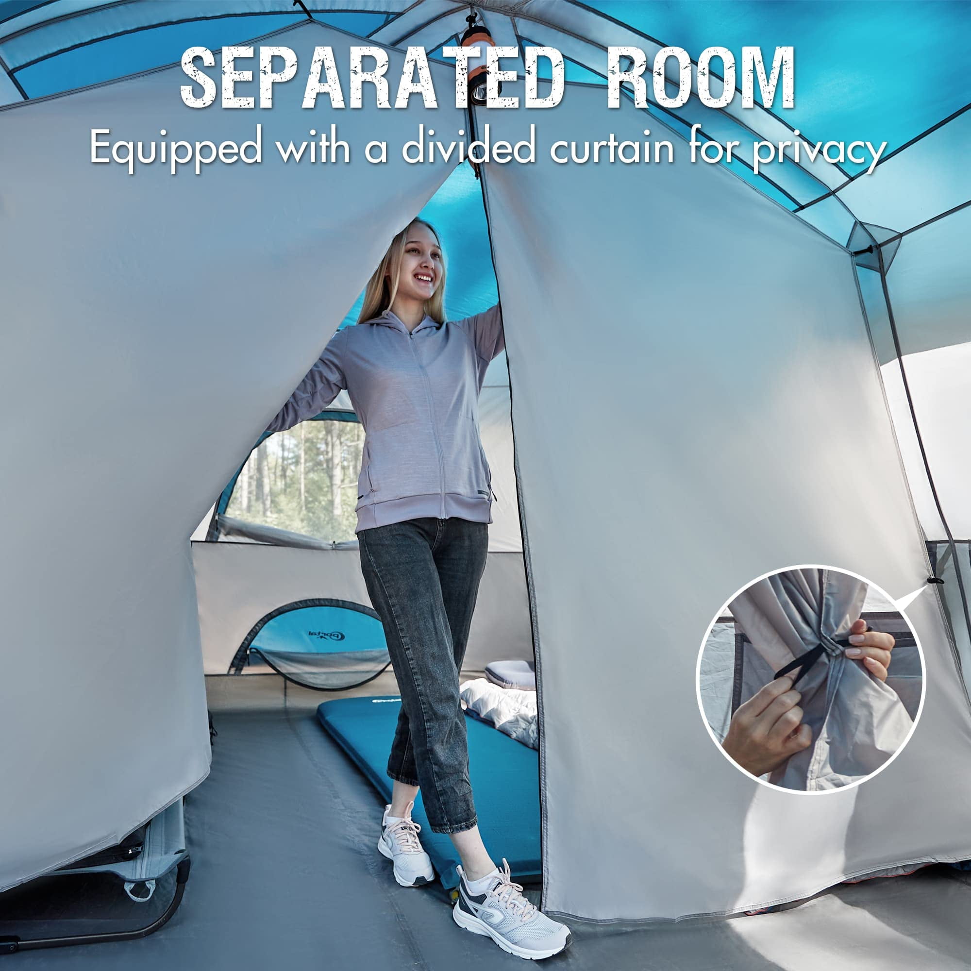 PORTAL Family Camping Tent for 6/8/10 People with Porch Tall Height Good Ventilation Water Resistant Ideal for Outdoor Camping Backyard