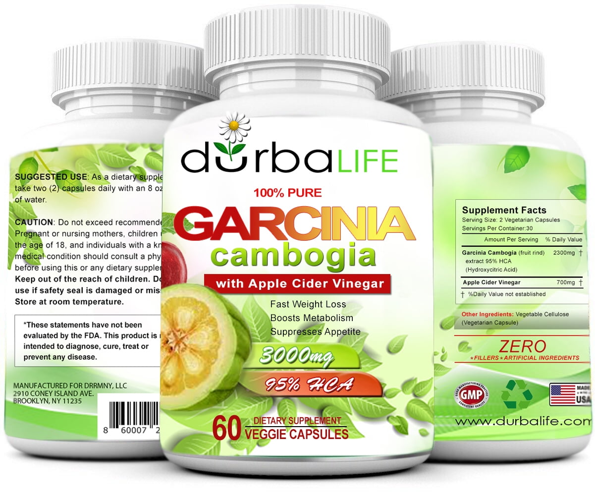 3 x Garcinia Cambogia 95% HCA + Apple Cider Vinegar 3000mg 90-Days Supply (Pack of 3) by durbaLIFE