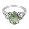thumbnail image 2 of Mauli Jewels Rings for Women 2.42 Carat Oval Green Amethyst and Diamond Ring 4-Prong 10K White Gold, 2 of 6