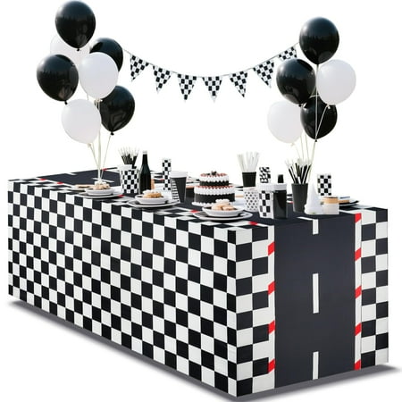 xbaiyanr 6FT Race PresNok Car Tablecloth Racing Birthday Party Decoration for Cars Birthday Decorations Race Car Party Supplies