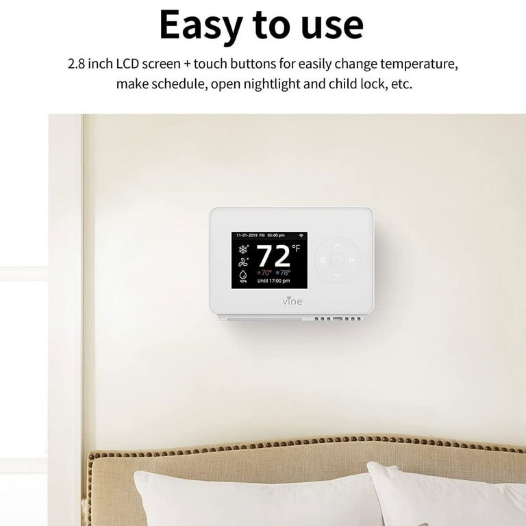 Vine, Wi Fi Thermostat, TJ-225B, 7 Day 8 Period Programmable