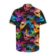 thumbnail image 5 of Mens Mardi Gras Shirt Plus Size Short Sleeve Button Down Hawaiian Shirts Carnival Turndown Collar Summer Tops Beach Vacation Holiday, 5 of 5