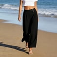 thumbnail image 2 of Hurxie Womens High Waisted Button Pleated Wide Leg Pants Beach Vacation Trouses Black,S, 2 of 6