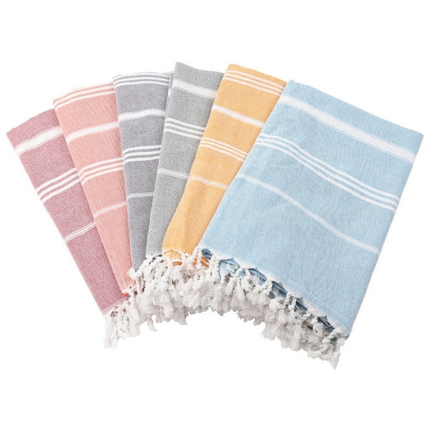 Thin Striped Cotton Turkish Bath Towel with Tassels for Travel Beach Use Walmart