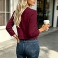 thumbnail image 6 of QIYAGBSA Women Cropped Cardigan Open Front Long Sleeve Relaxed Fit Casual Shrug Top (Wine, M), 6 of 6