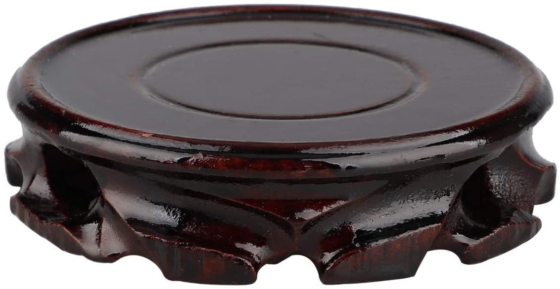 UMMH Vintage Circular Wooden Vase Stand 10.2Inch Redwood Oriental Vase