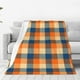 thumbnail image 1 of Balery Warm Orange Plaid Manta de Felpa Suave y Acogedora – Cobija de Franela Aterciopelada para Cama, Lavable y Cálida para Sofá, Mascotas, Transpirable-80"x60", 1 of 7