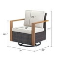 thumbnail image 7 of POCASSY Patio Swivel Chairs Set of 2, Outdoor Rocking Chairs with Wood Grain Finish Square Armrest All Weather Wicker Glider Rocking Patio Chairs for Porch Deck Balcony, Brown/Beige, 7 of 7