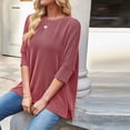 thumbnail image 3 of qucoqpe Womens Summer Tops Fashion Casual Ribbed Batwing 3/4 Sleeve Tunic Shirts Loose Fit Blouses, 3 of 5