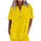 thumbnail image 5 of Tops básicos para mujer,Conjunto de top y pantalón corto de manga corta holgado e informal para mujer, 100 % poliéster, cuello en V, ideal para el hogar, sopatenor, 5 of 9