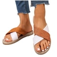 thumbnail image 5 of Tqyyweavej Women's Oversized Flatform Sandals Open Toe Beach VacationWoven Sandals Color Block Cross Dressy Sandals Gifts for Women, 5 of 7