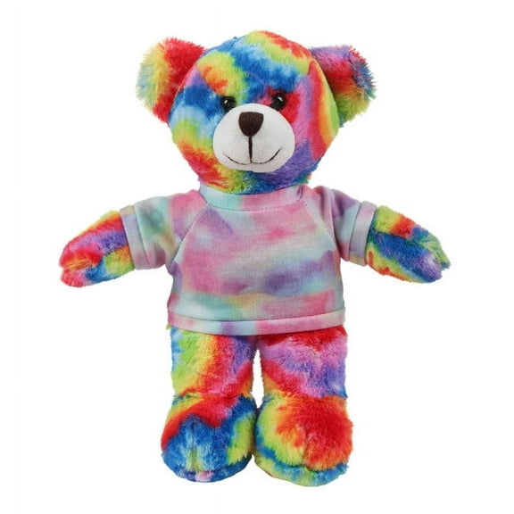 Plushland 8 Inch Floppy Tye Dye Bear with Tee Plush Stuffed Animal Personalized Gift - Custom Text on Shirt - Great Present for Mothers Day, Valentine Day, Graduation Day, Birthday