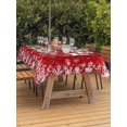 thumbnail image 2 of Outdoor Tablecloth with Umbrella Hole and Zipper, Christmas Elk Rectangle Table Cloth 52x70 Inch Waterproof Tablecloth, Winter Santa Claus Xmas Snowflakes Red Picnic Table Cover for Patio Camping, 2 of 7